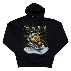 JUICE WRLD Airbrush Graphic Rap Music Black Hoodie Sweatshirt Mens Large